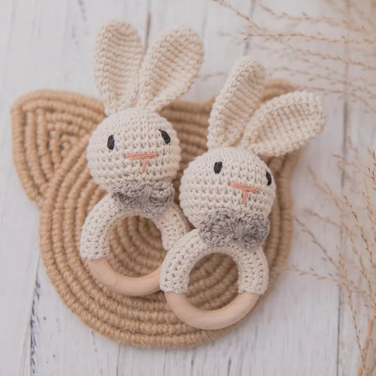Crochet Animal Wooden Rattle Teether